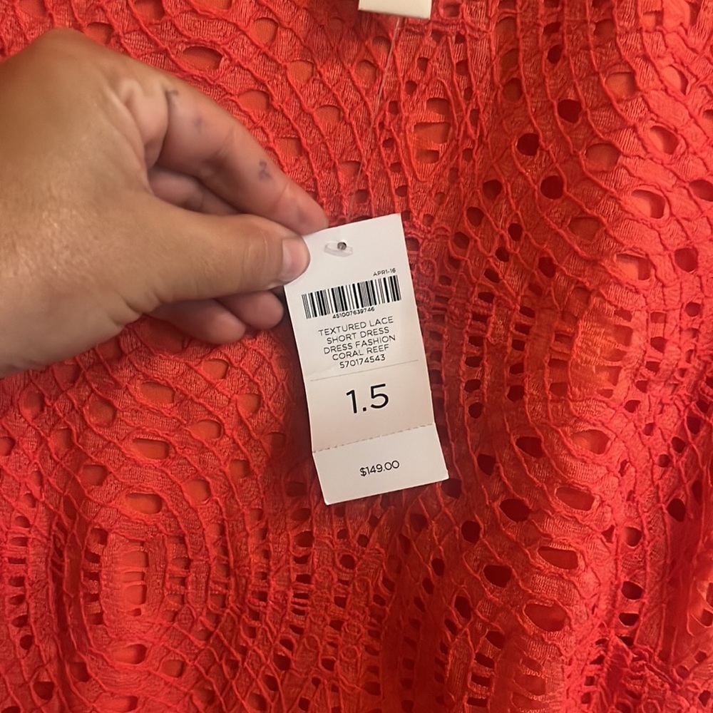 Chico's Coral Lace Short sleeve Dress - Picture 6 of 8